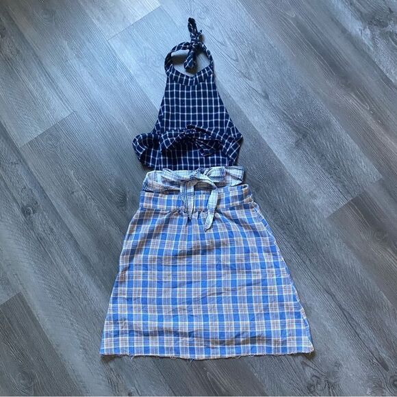 Urban Outfitters Plaid Halter Apron Dress XS Cottagecore Festival Summer - Picture 6 of 12
